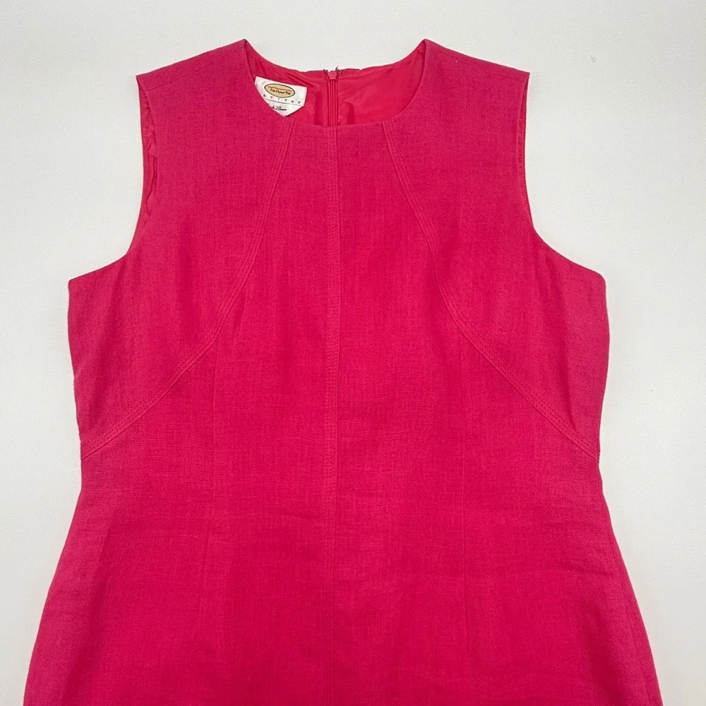 Talbots‎ Petites Pink 100% Irish Linen Sleeveless Sheath Dress Size 14P